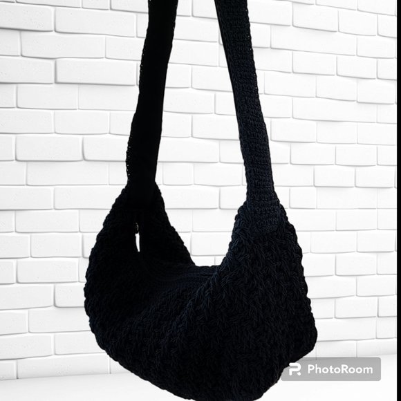🍀4/$19🍀👜Simons Boho Crochet Navy Blue Mini Bag - Picture 3 of 10